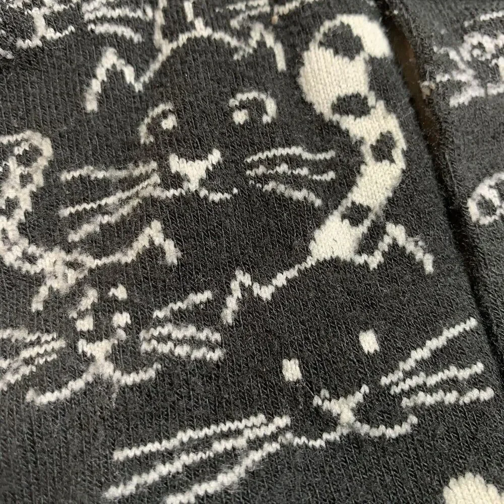 Vintage Crazy Socks Kitten Cats Graphics Black and White Large